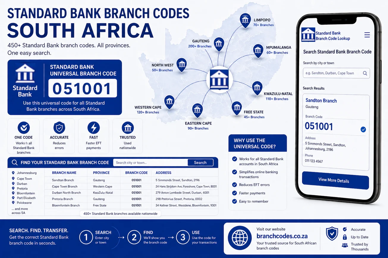 STANDARD BANK BRANCH CODES