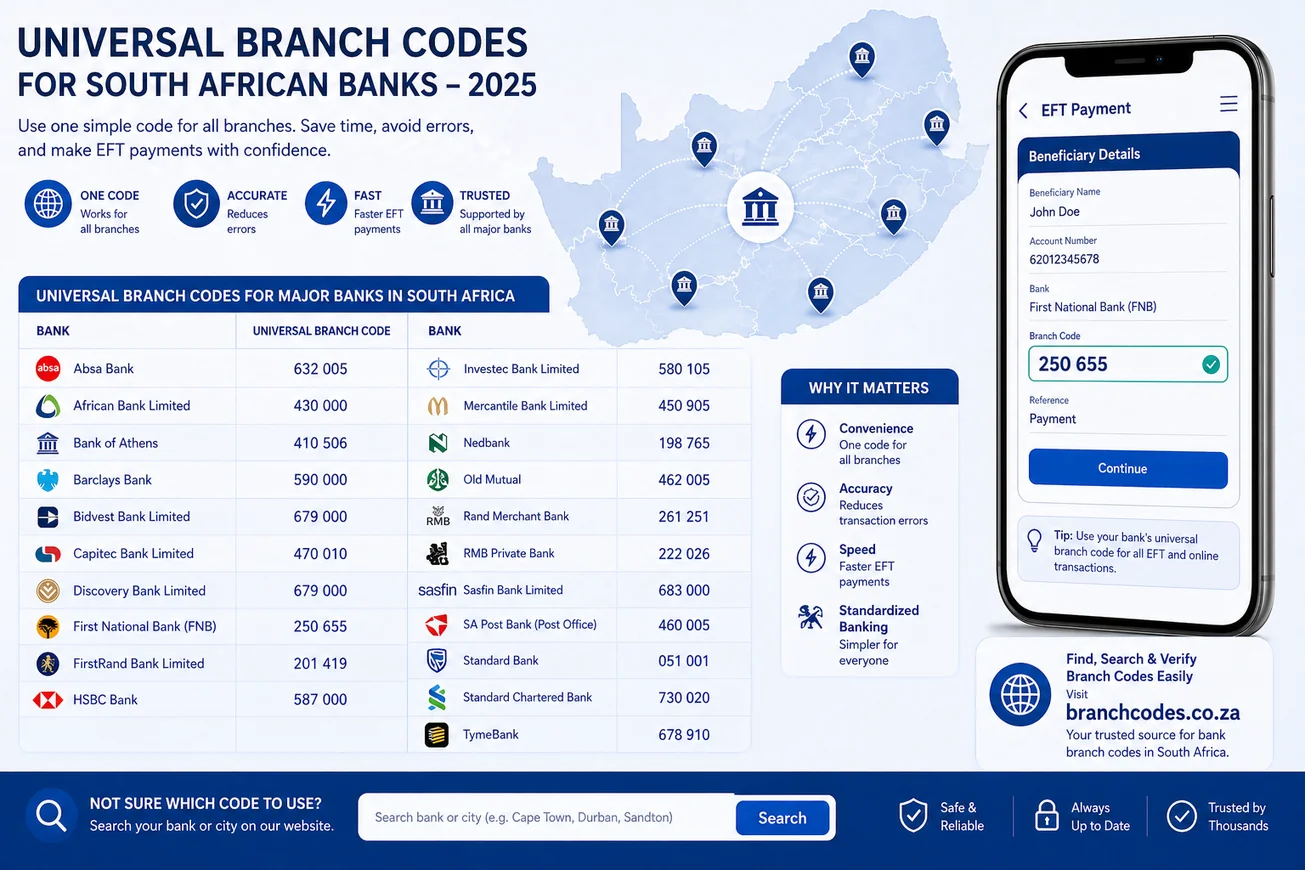 UNIVERSAL BRANCH CODES