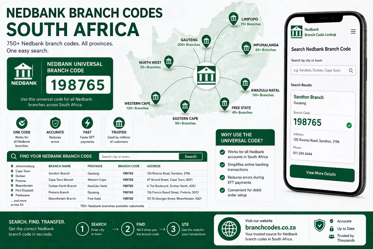 nedbank branch codes
